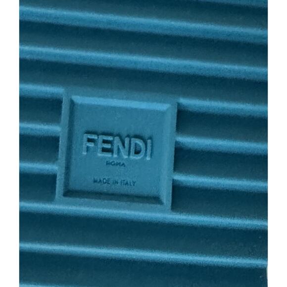 NIB $460 Fendi Men\'s FF Rubber Slide Sandals Cyber Blue 13 US/12 UK Italy 7X1377
